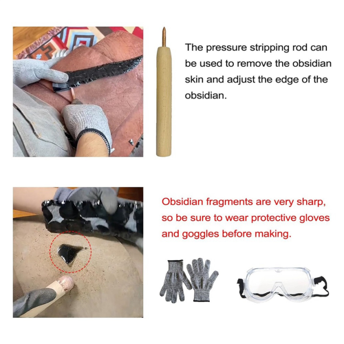 Knapping Kit for Pros and Beginners, Stone Crafting Arrowheads Primitive Tools Obsidian 2