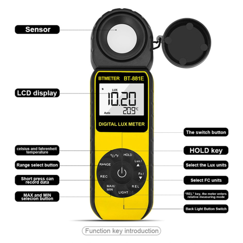 Digital Lux Meter BT-881E Handheld Light 1 - 300,000Lux Sensor with LCD Display for Intensity Measurement 1