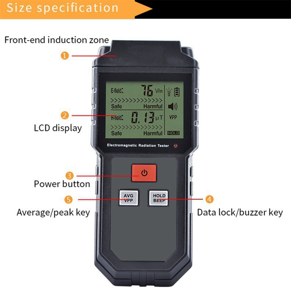 Et825 Electromagnetic Radiation Detector For Detecting Electric Appliance Survey Meter With Battery 4853680422510