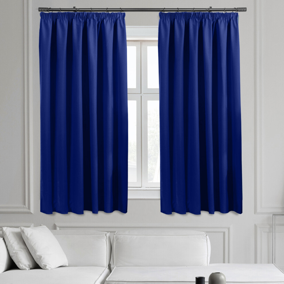 (66"X54", Navy Blue ) Blackout Pencil Pleat Curtains & Drapes Ready Made-image-OPC-PJ8RPC9-NEW