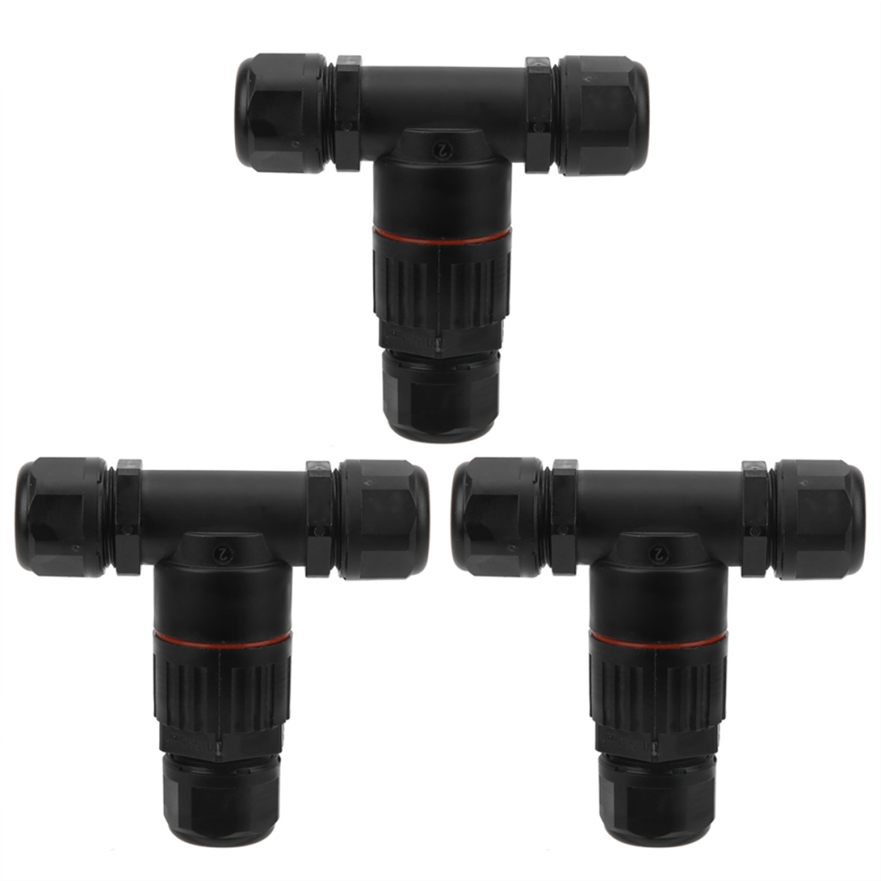 3Pcs Ip68 Waterproof Connector Electrical Cable 3 Way T Shape Outdoor Industrial Wire Middle 4853680430164