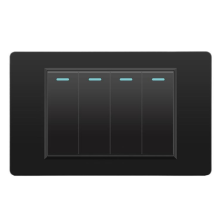 Wall Electrical Switches Light Switch 4 Gang 118mmx74mm Tempered Glass Panel Mechanical Button Black