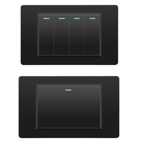 Wall Electrical Switches Light Switch 4 Gang 118mmx74mm Tempered Glass Panel Mechanical Button Black 2