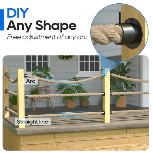4Pack Black Rope End Snap with Screw Securing Rail Support Cap for Jutes Fencing Stair Deck Railing Kit 2