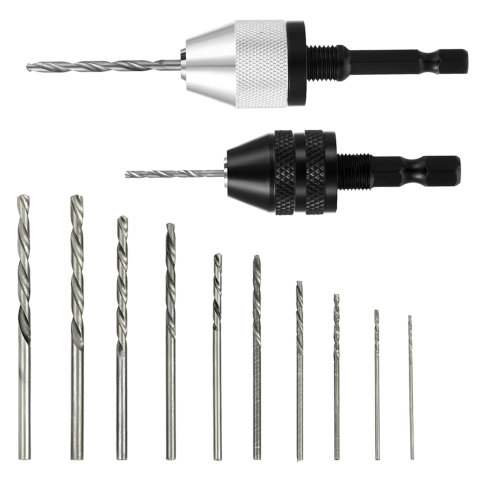 2Pcs Drill Chuck Adapter Keyless With 20Pcs Drills, 1/4 Inch Hex Fast Change Converter For Impact Driver, 4853680427812