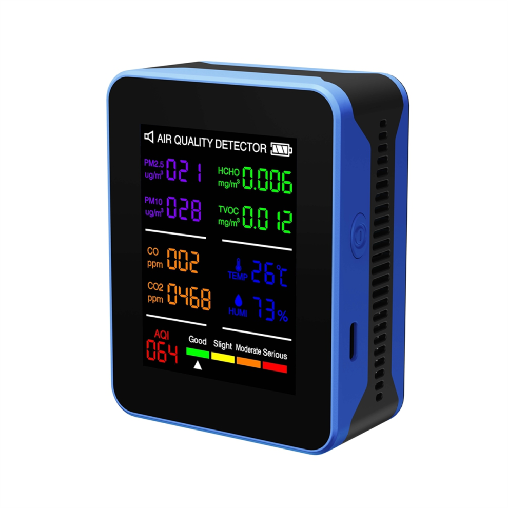 Saudism Multifunctional Air Quality Meter Indoor Hcho Tvoc Carbon Monoxide Co2 Pm2.5 Pm10 Temperature And Humidity Detector B