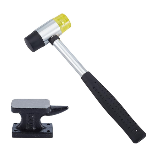 Mini Horn Anvil Set Iron with Rubber Hammer Blacksmith Forge Kit Forging Bench Block Silversmithing Tools 1