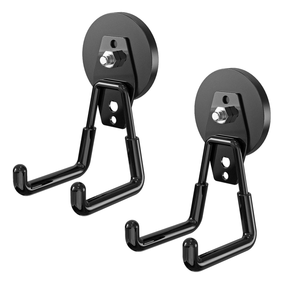 2Pcs Large Heavy-Duty Magnetic Garage Hooks Anti-Scratch Rubber Coating Ideal For Garage, Workshop, Tool Cart, Outdoor 4853680430799