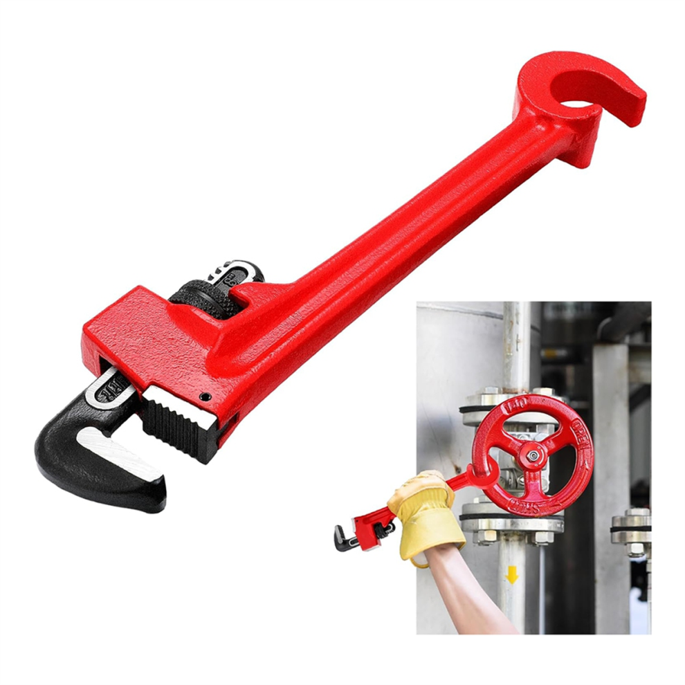 Saudism 8In Double Ended Valve Wrench Pipe And Wheels 1/8In-1-1/2In Capacity For Protecting From