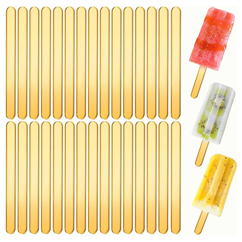 35pcs Gold Acrylic Popsicle Sticks, Reusable Sticks for Cakesicle Bulk Glitter 2