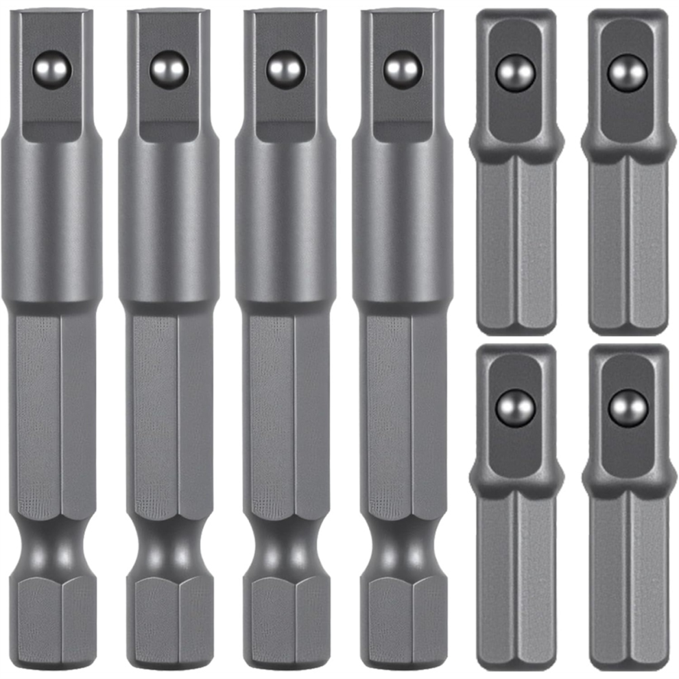 8 Pieces 1/4 Hex To Square Socket Adapter, Drill Adapter Inch For Car Diy 4853680442396