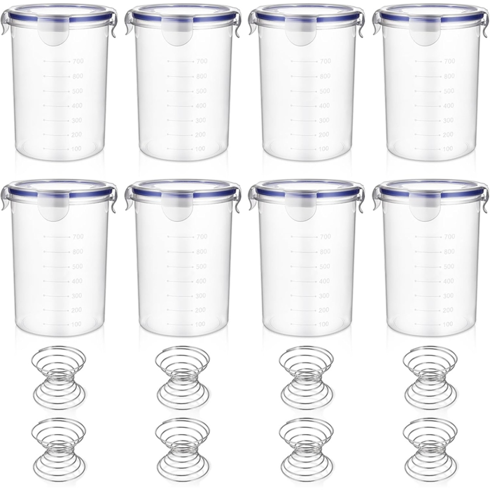 8Pcs Plastic Paint Storage Containers With Mixing Ball, 1000Ml Airtight Empty Cans Lids For Leftover 4853680442457