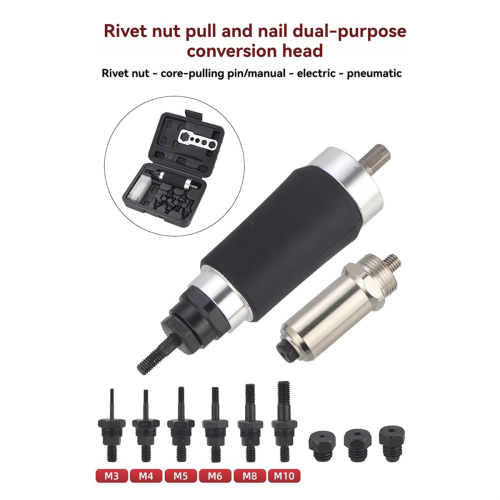 Rivet Nut Tool, Electric Drill Adapter & Two Functions Rivnut,6 Mandrels and 3 Heads 2