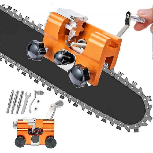 Chainsaw Chain Sharpener, Chainsaw Chain Sharpener with 3 Sharpening Heads, Handheld Chain Sharpener, for All Chainsaws, Chainsaws, Lumberjacks and Ga
