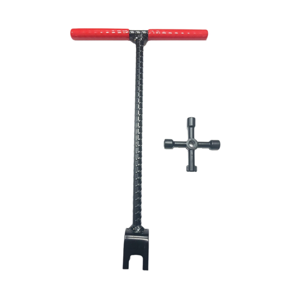 Saudism 17 Inch Water Meter Key With 4-Way Utility - Heavy-Duty Shut Off Tool For Curb Main
