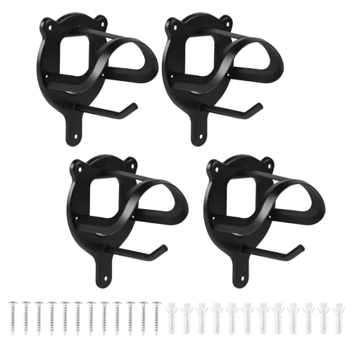 4Pcs Bridle Holders, Black, Metal, Hooks, Holder with Additional Horse Hook