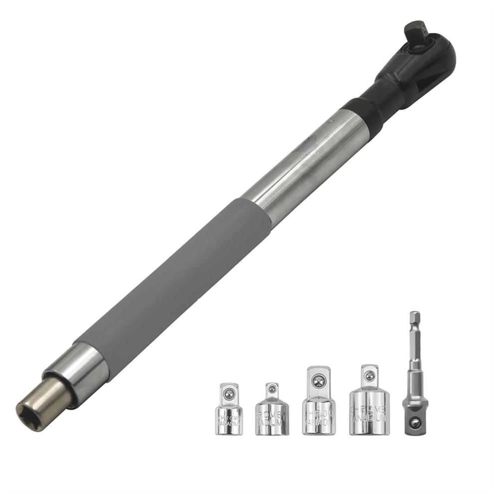 Offset Extension Wrench Impact, Electric Ratchet Wrench, Chain Drive Extender For 1/2In Sockets Includes Adapters 4853680447742