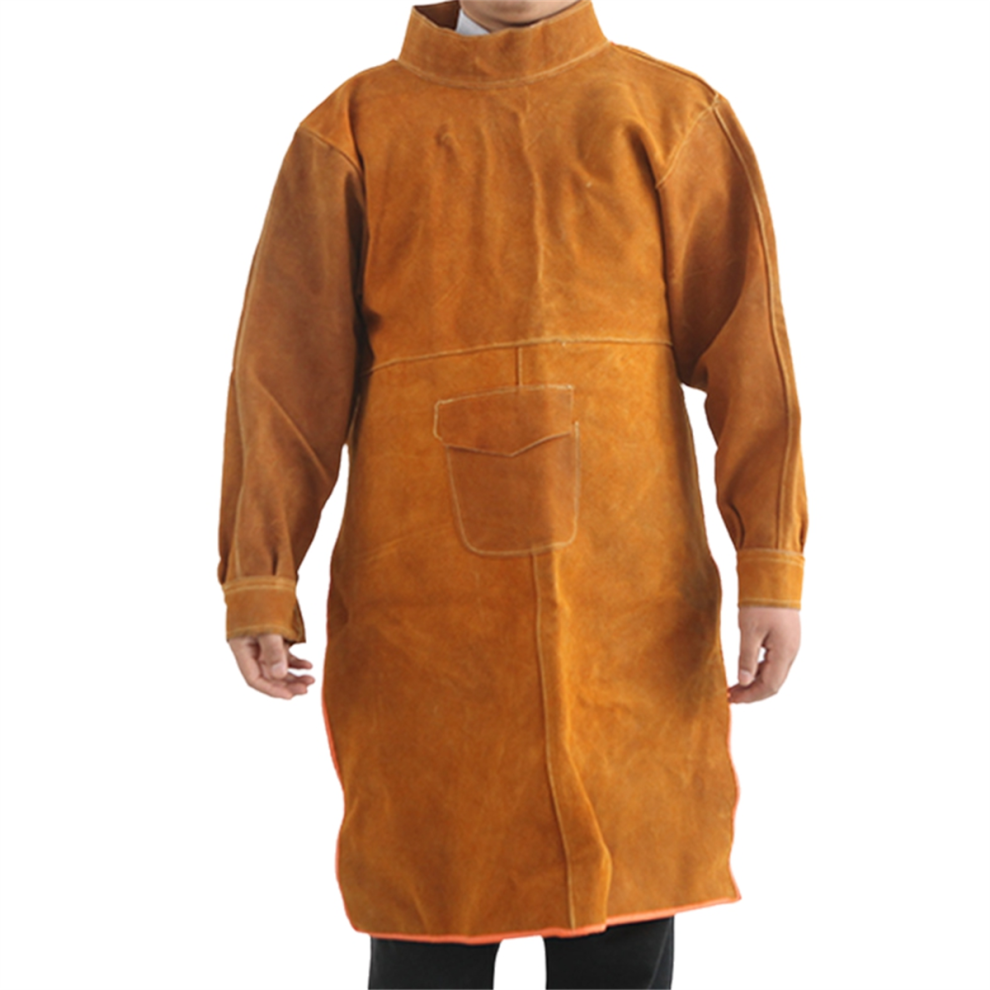 Cowhide Welding Suit 105Cm Long Heavy Duty Apron Flame Retardant Wear Resistant Protective Clothing For Men 4853680446318