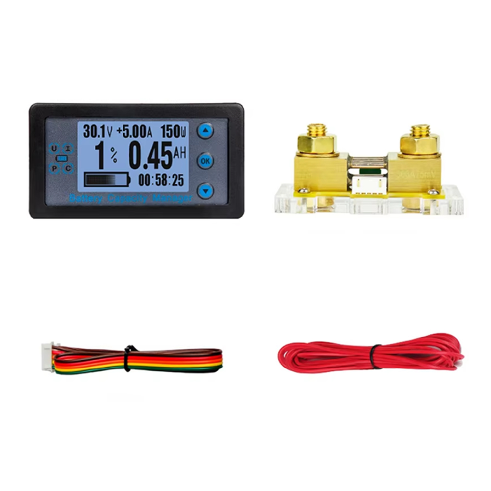 Dc 8-120V Digital Energy Meter Multifunctional Coulombometer Ammeter Voltmeter Wattmeter Battery Tester With Shunt 200A 4853680453781