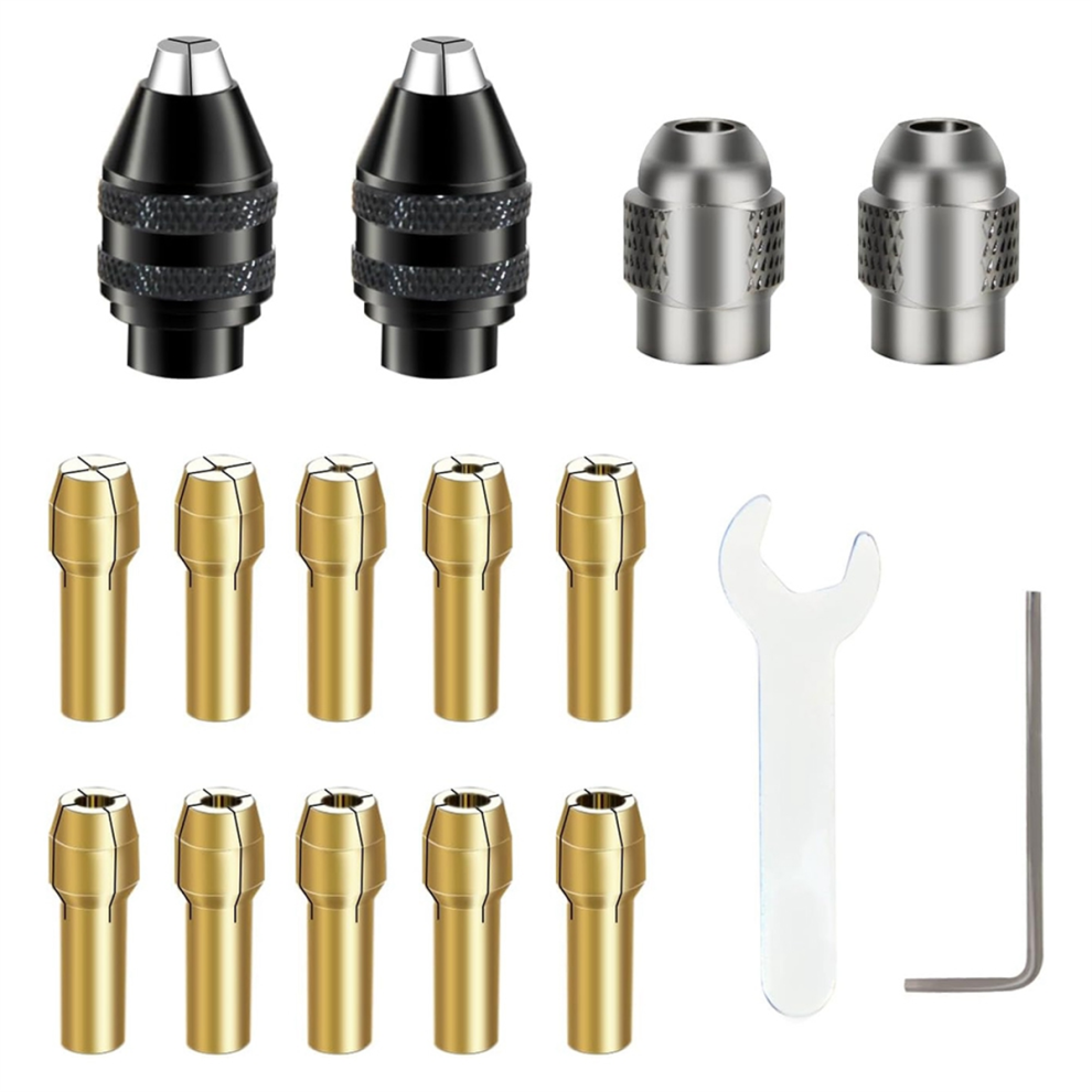 Drill Chuck Collet Set For 16Pcs 0.8-3.2Mm Replacement 4486 Keyless Bit Shank Quick Change Adapter 4853680451619