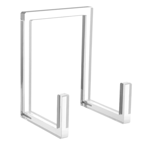 Plate Stand for Display, Clear Acrylic Square Holder Tabletop Picture Frame Easel Book, 1Pack