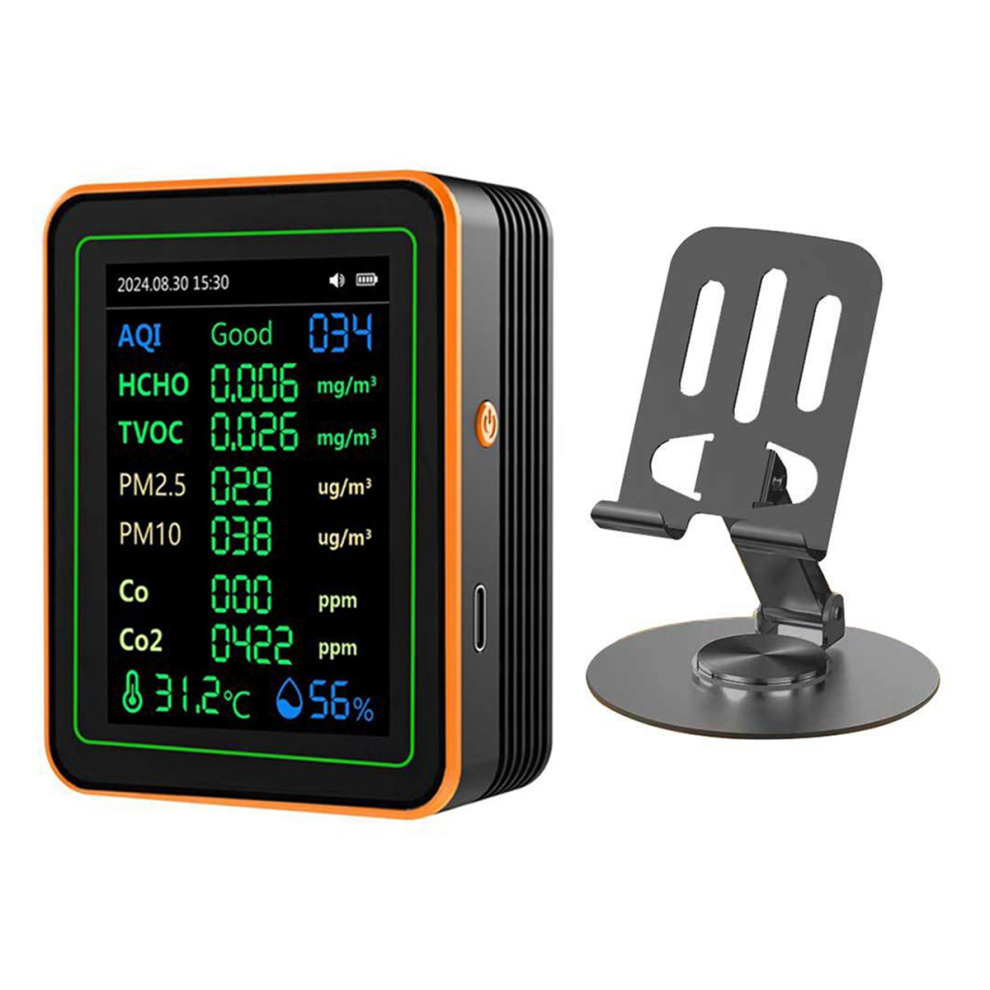 Saudism Black Air Quality Detector 12 In 1 Tester Temperature Humidity Meter Co/Co2/Hcho/Tvoc//Pm2.5/Pm10