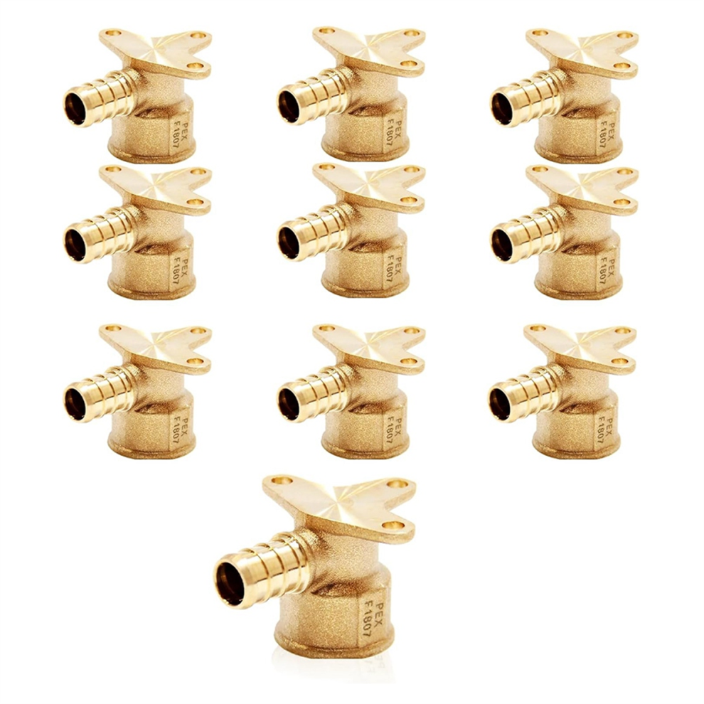 10Pcs Pex Fittings,Pex 1/2In X Female Threaded Npt Drop Ear Elbow Adapter,Brass Crimp For Tubing Pipe Plumbing 4853680459837