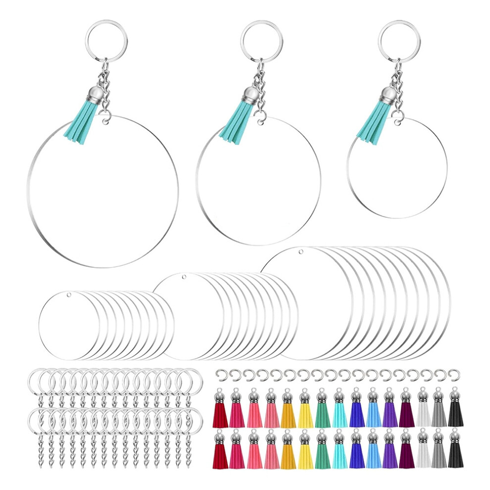 Acrylic Keychain Blank Set: 3 Inch 2.5 2 Round Clear Blanks,for DIY Craft-image-OPC-PJ8DD6W-NEW