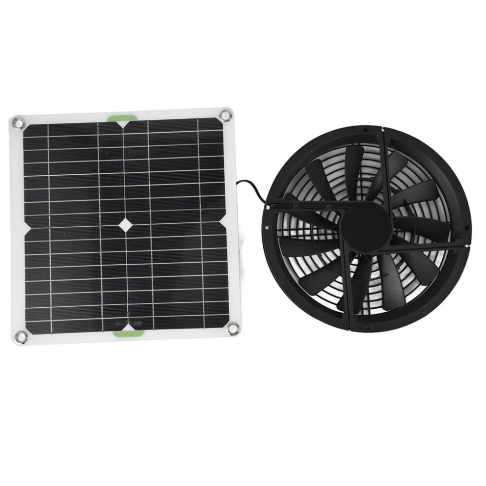 Solar Panel Fan Kit 10In 100W Waterproof Round Ventilation Case Exhaust For Chicken Coop Greenhouse Shed 4853680457703