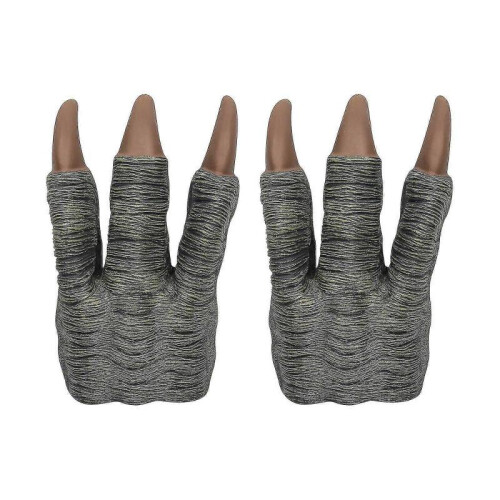 (Gray) 2PCS Dinosaur Claws Toys, Soft Latex Realistic Velociraptor Claws Cosplay