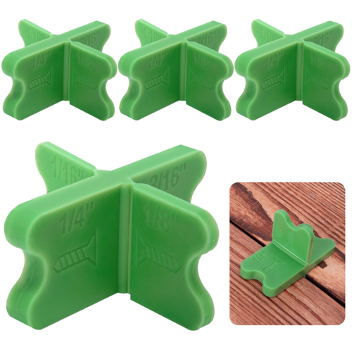 4Pcs ABS Deck Spacer Tool,4 Thicknesses Board Spacers(1/16In, 1/8In, 3/16In, 1/4In),Green Spacers Assorted