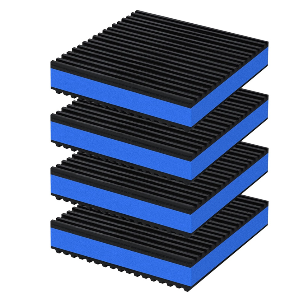 4Pcs Anti Vibration Pads 4X4x7/8Inch Sound Isolation Ribbed Rubber Mats With Eva Center, 4853680463308
