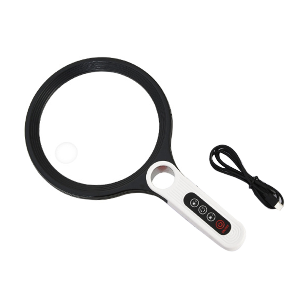 Saudism Light 20X Professional Handheld Magnifying Glass Rechargeable Reading Lens 34 Led For Jewelry