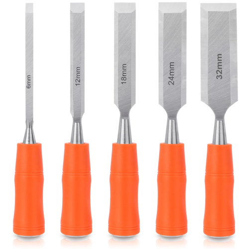 5 Piece Wood Chisel Sets Woodworking Tools Set, Chisels for with Steel Hammer End,