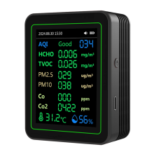 Air Quality Detector 12 in 1 Tester Temperature/Humidity /Time/CO/CO2/Curve/TVOC//PM2.5/PM10 Black