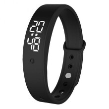 (Black) Fornnerg V9 Body Temperature Monitor Thermometer Vibration Alarm Wristband Smart Bracelet