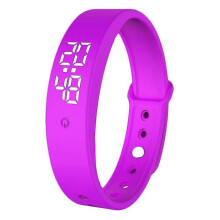 (Purple) Fornnerg V9 Body Temperature Monitor Thermometer Vibration Alarm Wristband Smart Bracelet