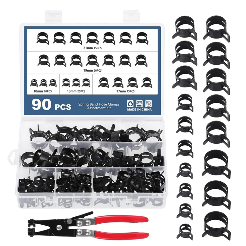 91Pcs Spring Band Hose Clamps Assortment Kits With Clamp Pliers Silicone Vacuum Pipe Air Clip 4853680470504