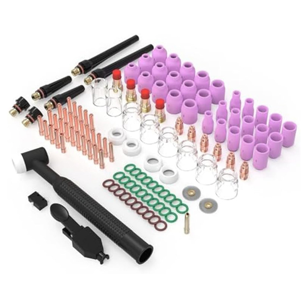 123Pcs Tig Welding Torch Kit-Nozzle,Collets,Stubby Gas Lens 12 Heatproof Glass Cup, Consumables For -17/18/26 4853680461526