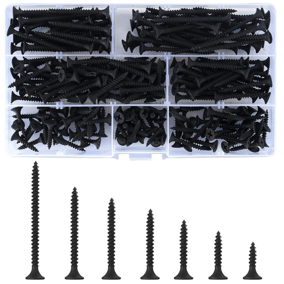 220Pcs M3.5 Screw Set Carbon Steel Flat Head Self-Tapping Screws Assortment Kit Drywall Wood 4853680469560