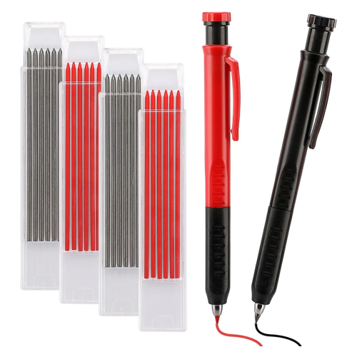 Mechanical Carpenter Pencil Set - 2 Pencils with 24PCS 2.8mm Refills & Built-in Sharpener,Construction