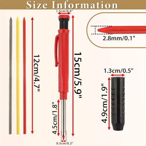 Mechanical Carpenter Pencil Set - 2 Pencils with 24PCS 2.8mm Refills & Built-in Sharpener,Construction 2