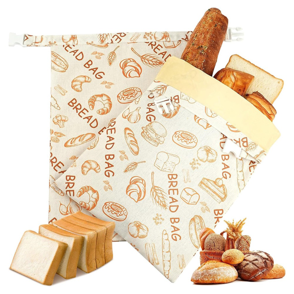 Saudism Reusable Beeswax Bread Bags(2 Pack), Bags For Sourdough/Homemade Bread, Natural Cotton Bees Wax Bag