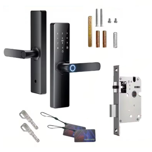 Tuya Wifi Digital Electronic Smart Door Lock with Fingerprint Card Password Key Unlock Advanced Security 1