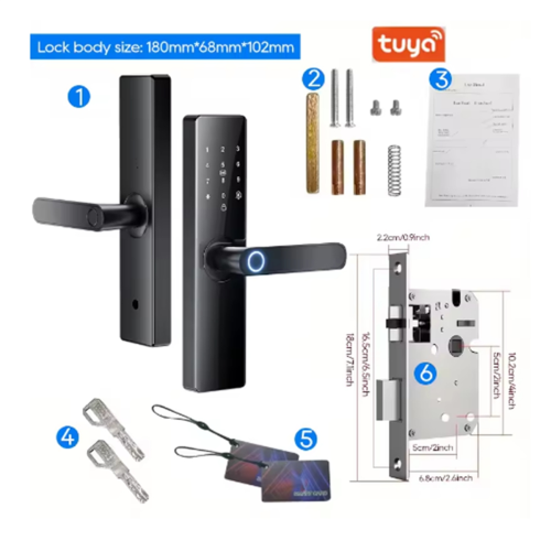 Tuya Wifi Digital Electronic Smart Door Lock with Fingerprint Card Password Key Unlock Advanced Security 2