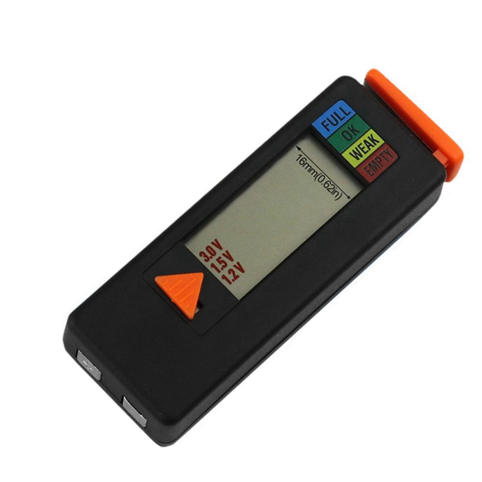 Small Battery Tester Volt Checker Lcd Display Leveling Monitor Button Black 4853680472409