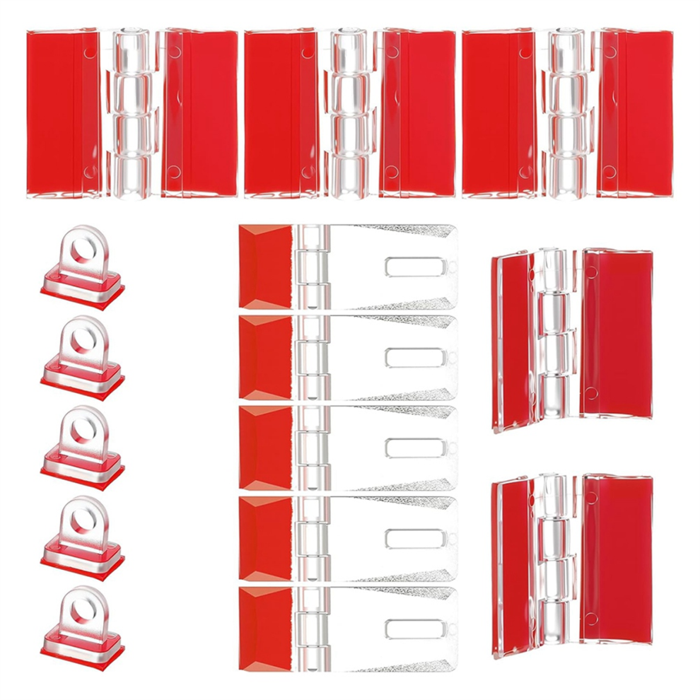 Acrylic Hinges Kit,15Pcs Self Adhesive Latch Buckles Set No Need To Punch Plastic Diy Piano Hinge Door Buckle For Box 4853680476858