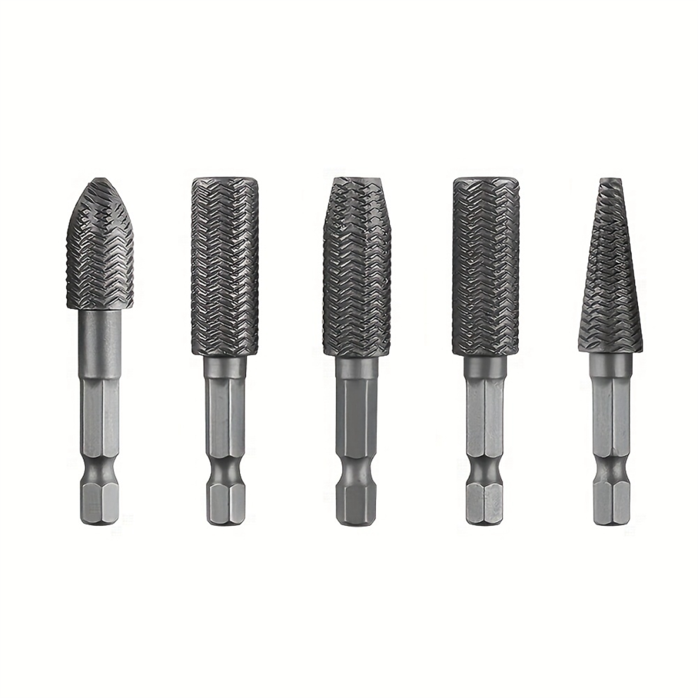 Hex Shank Rotary File Drill Bits Wood Carving Rasp Burrs Grinding Grooved Sanding Engraving Milling Tool 4853680477800