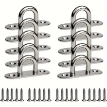 Stainless Steel Screw Hooks and 20x Mounting Screws, M5 Eye Plate with Ring, for Marine Equipment, Ceiling Wall Hangings