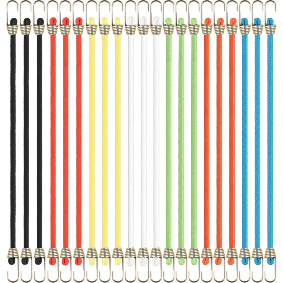 21 Pcs Mini Bungee Cords With Hooks,10In Adjustable Short Heavy Duty, Stretchy Straps For Luggage Tent Tarp 4853680478241